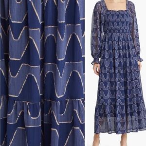 MOON RIVER Smocked Long Sleeve Maxi Dress Sz M
